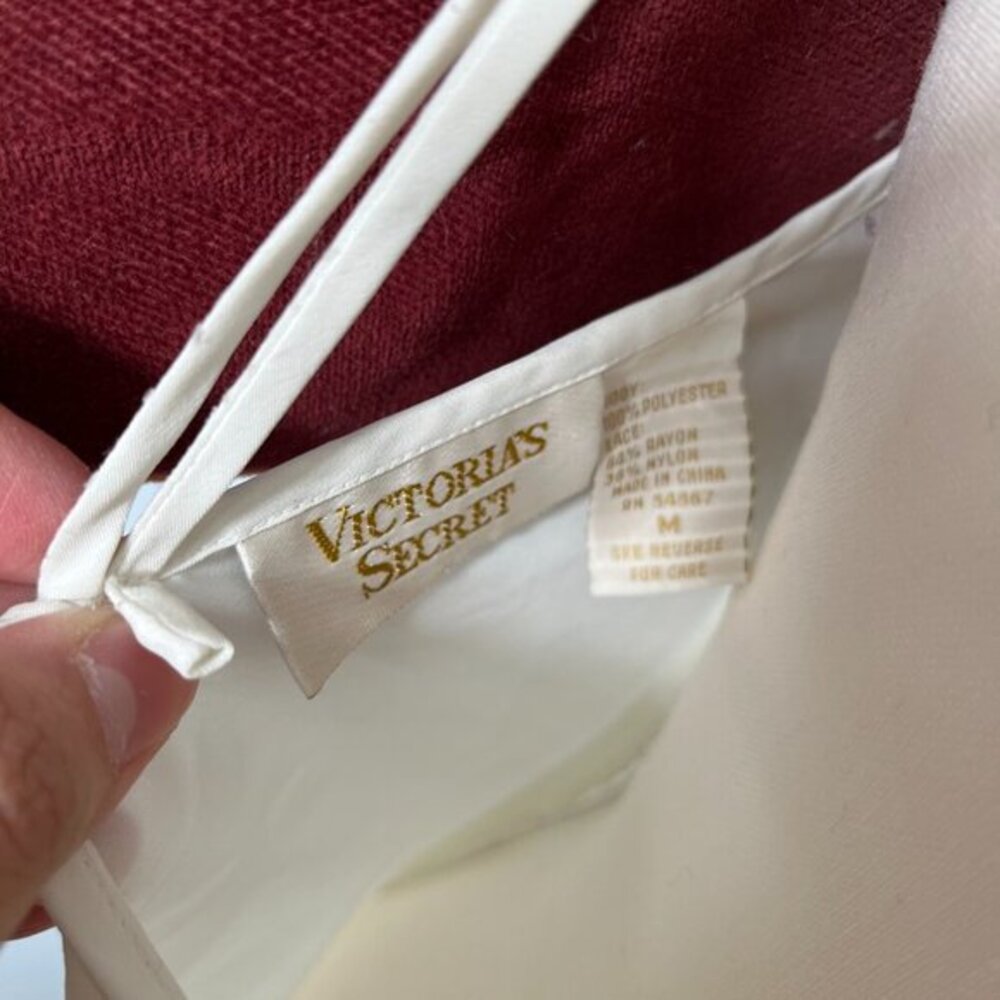 Vintage 90s Victoria's Secret Gold Label Off White Mini Slip Dress‎ Womens M - Picture 7 of 7